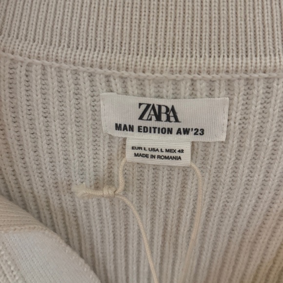 Zara men's wool blend V-neck sweater NWT Large - Picture 4 of 8